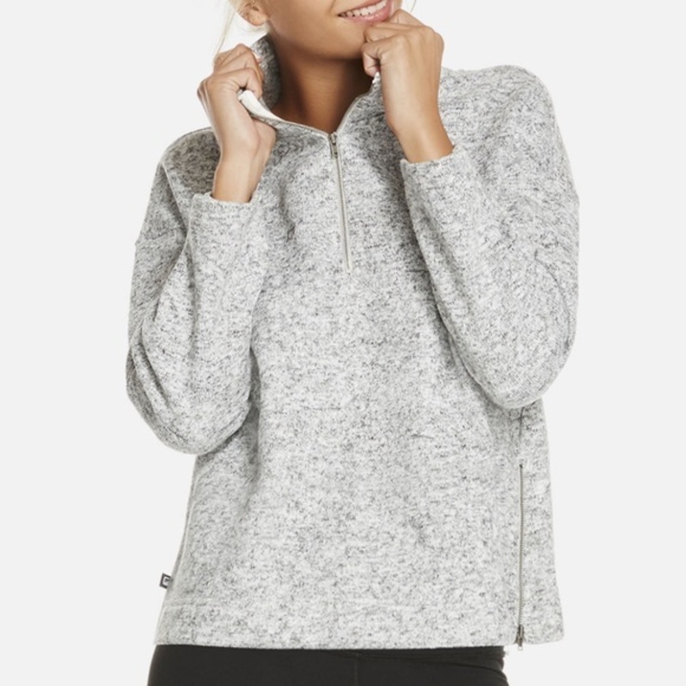 Fabletics alpine pullover cozy heathered gray 1/2 zip size medium
